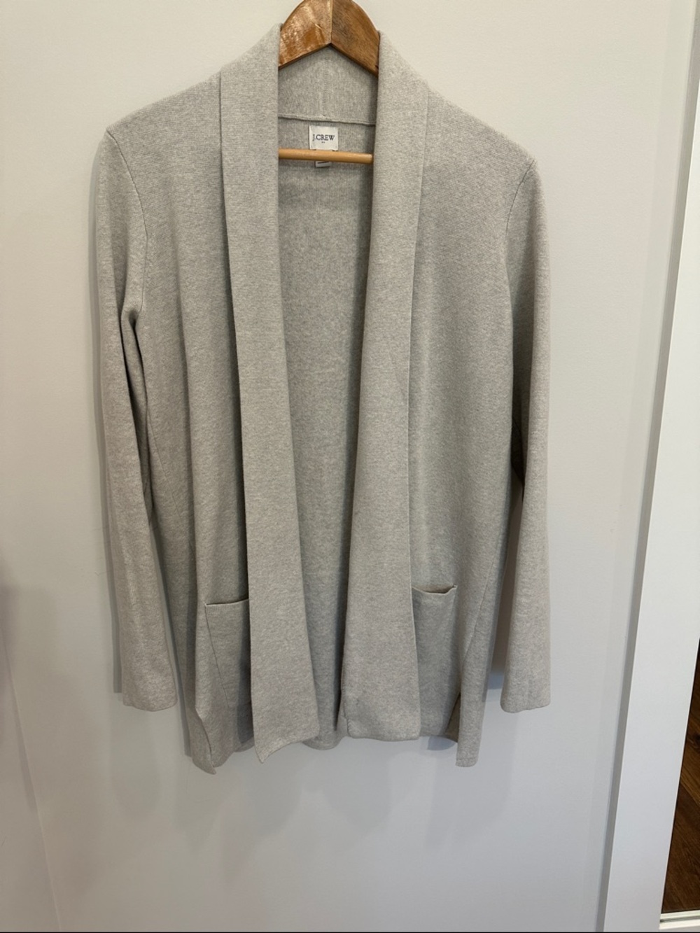 J. Crew Light Gray Open-Front Shawl Collar Cardigan